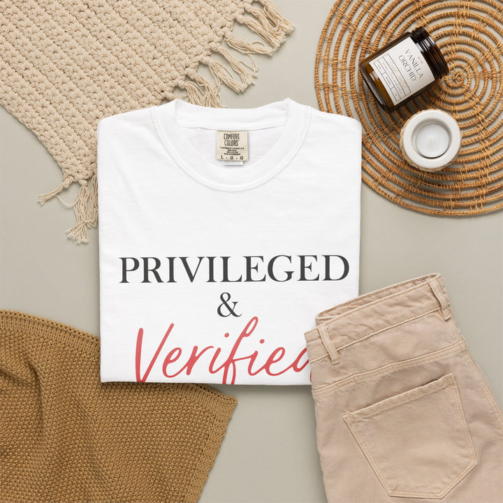Privileged & Verified Script Tee (White) | Verified Society.Co