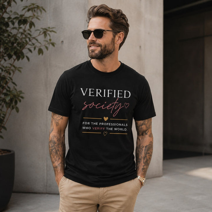 Verified Society: For the Professionals Who Verify the World tee (Black) | Verified Society.Co