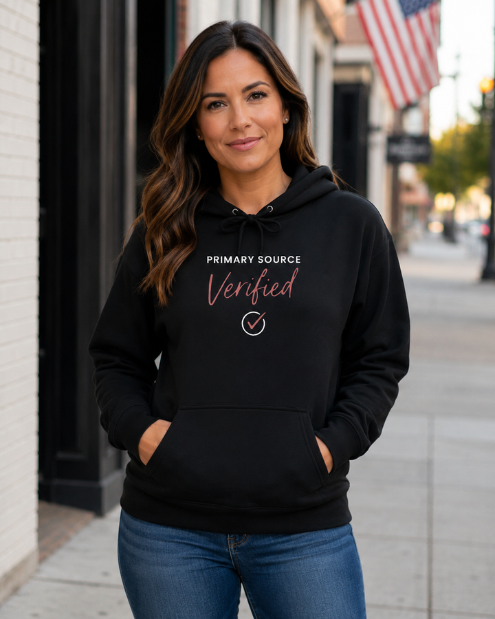 Primary Source Verified Hoodie (Black)| Verified Society.Co