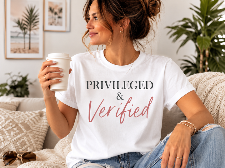 Privileged & Verified Script Tee (White) | Verified Society.Co