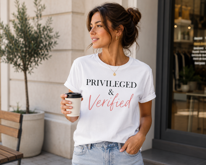 Privileged & Verified Script Tee (White) | Verified Society.Co