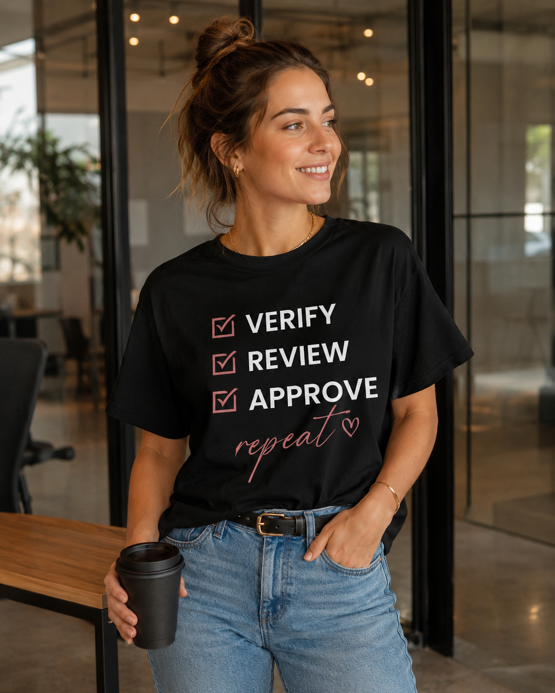 Verify. Review. Approve. Repeat. Tee (Black) | Verified Society.Co